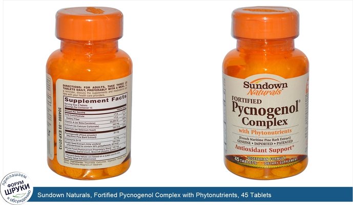 Sundown Naturals, Fortified Pycnogenol Complex with Phytonutrients, 45 Tablets