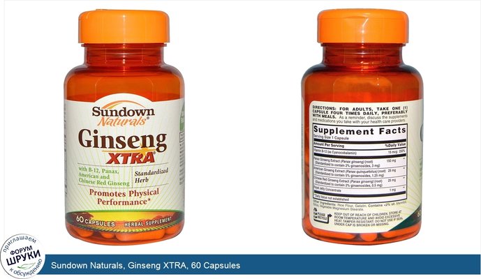 Sundown Naturals, Ginseng XTRA, 60 Capsules