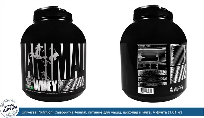 Universal Nutrition, Сыворотка Animal, питание для мышц, шоколад и мята, 4 фунта (1,81 кг)