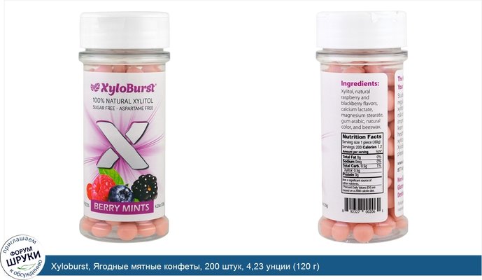 Xyloburst, Ягодные мятные конфеты, 200 штук, 4,23 унции (120 г)