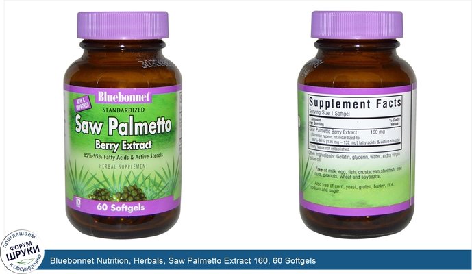 Bluebonnet Nutrition, Herbals, Saw Palmetto Extract 160, 60 Softgels