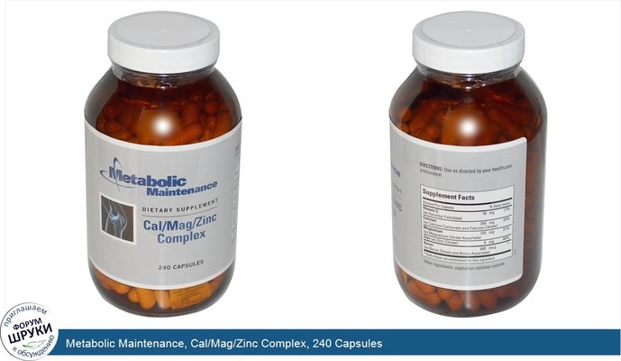 Metabolic Maintenance, Cal/Mag/Zinc Complex, 240 Capsules