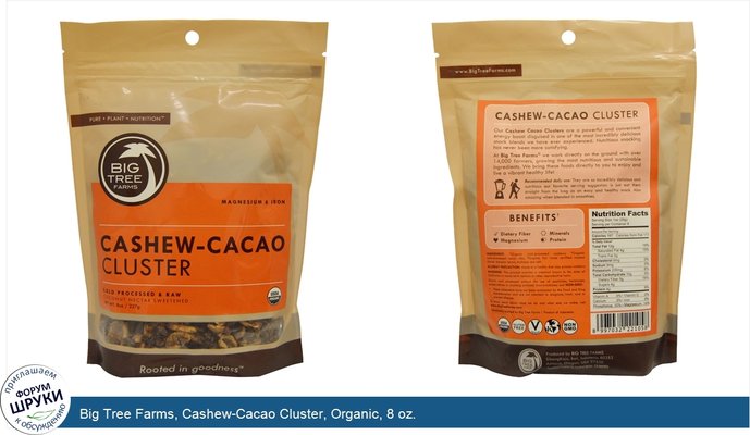 Big Tree Farms, Cashew-Cacao Cluster, Organic, 8 oz.