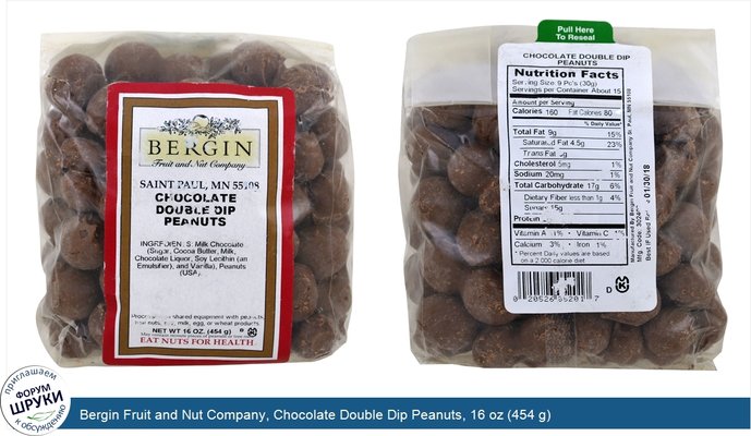 Bergin Fruit and Nut Company, Chocolate Double Dip Peanuts, 16 oz (454 g)
