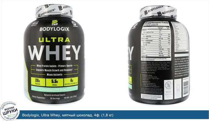 Bodylogix, Ultra Whey, мятный шоколад, 4ф. (1,8 кг)