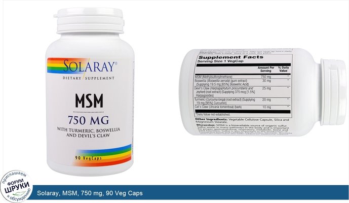 Solaray, MSM, 750 mg, 90 Veg Caps