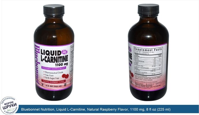 Bluebonnet Nutrition, Liquid L-Carnitine, Natural Raspberry Flavor, 1100 mg, 8 fl oz (225 ml)