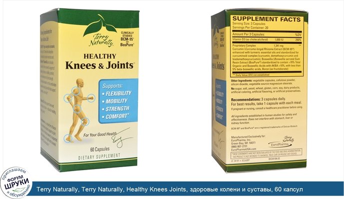 Terry Naturally, Terry Naturally, Healthy Knees Joints, здоровые колени и суставы, 60 капсул