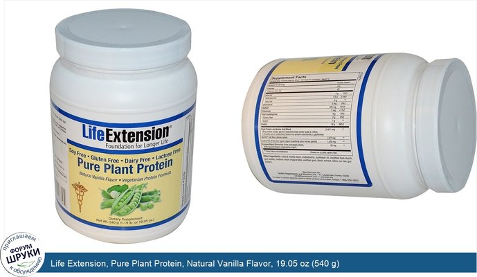Life Extension, Pure Plant Protein, Natural Vanilla Flavor, 19.05 oz (540 g)