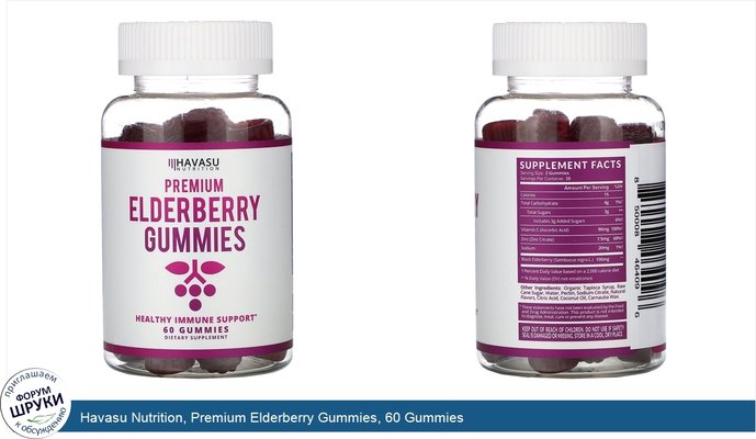 Havasu Nutrition, Premium Elderberry Gummies, 60 Gummies