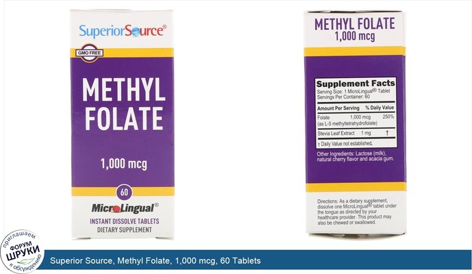 Superior Source, Methyl Folate, 1,000 mcg, 60 Tablets