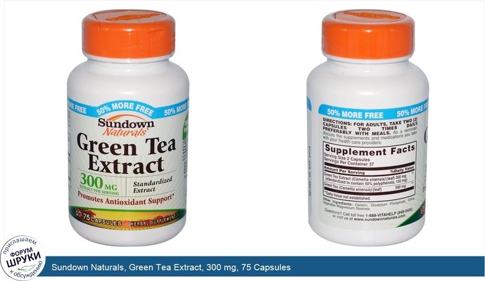 Sundown Naturals, Green Tea Extract, 300 mg, 75 Capsules