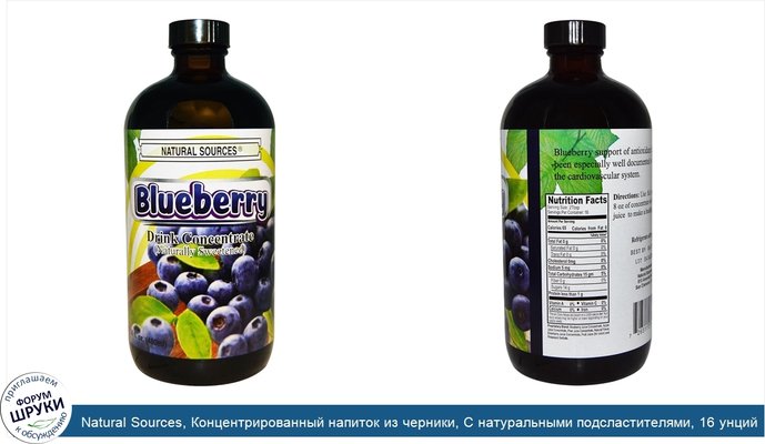 Natural Sources, Концентрированный напиток из черники, С натуральными подсластителями, 16 унций (480 мл)