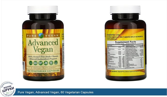 Pure Vegan, Advanced Vegan, 60 Vegetarian Capsules