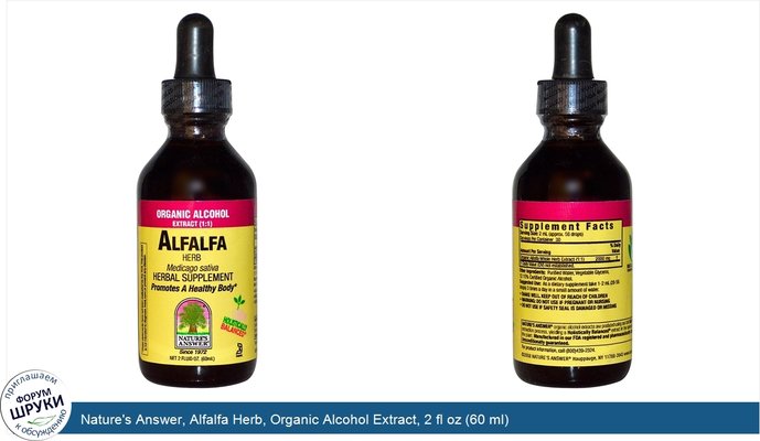 Nature\'s Answer, Alfalfa Herb, Organic Alcohol Extract, 2 fl oz (60 ml)