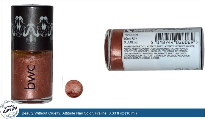 Beauty Without Cruelty, Attitude Nail Color, Praline, 0.33 fl oz (10 ml)