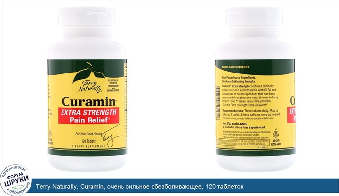 Terry Naturally, Curamin, очень сильное обезболивающее, 120 таблеток