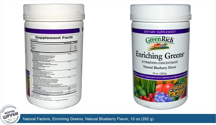 Natural Factors, Enriching Greens, Natural Blueberry Flavor, 10 oz (282 g)