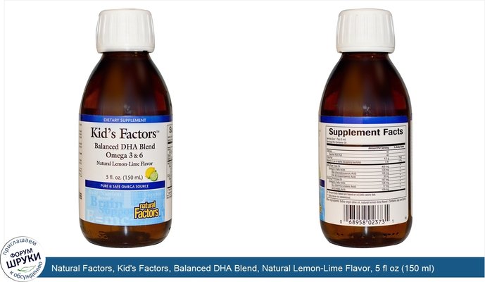 Natural Factors, Kid\'s Factors, Balanced DHA Blend, Natural Lemon-Lime Flavor, 5 fl oz (150 ml)