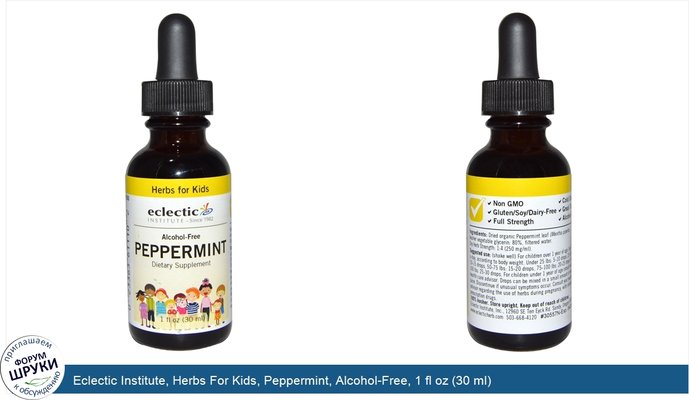 Eclectic Institute, Herbs For Kids, Peppermint, Alcohol-Free, 1 fl oz (30 ml)