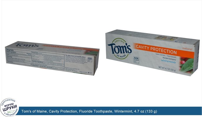 Tom\'s of Maine, Cavity Protection, Fluoride Toothpaste, Wintermint, 4.7 oz (133 g)