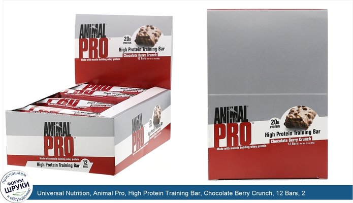 Universal Nutrition, Animal Pro, High Protein Training Bar, Chocolate Berry Crunch, 12 Bars, 2.2 oz (62 g)