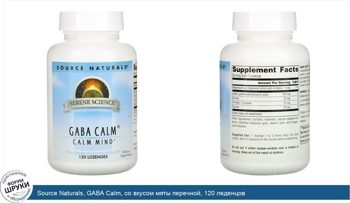 Source Naturals, GABA Calm, со вкусом мяты перечной, 120 леденцов