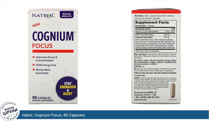 Natrol, Cognium Focus, 60 Capsules