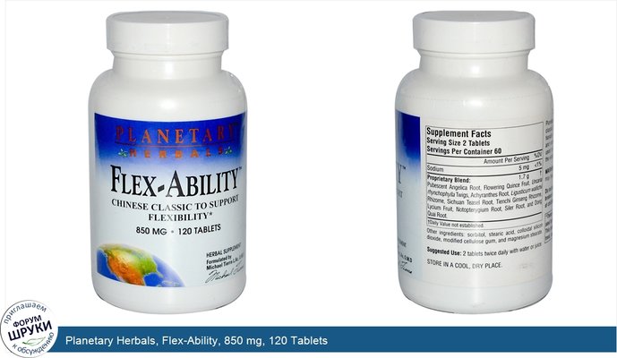 Planetary Herbals, Flex-Ability, 850 mg, 120 Tablets