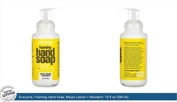Everyone, Foaming Hand Soap, Meyer Lemon + Mandarin, 10 fl oz (296 ml)