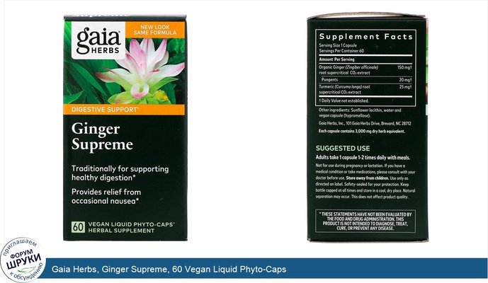 Gaia Herbs, Ginger Supreme, 60 Vegan Liquid Phyto-Caps