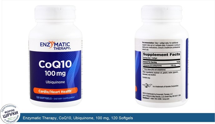 Enzymatic Therapy, CoQ10, Ubiquinone, 100 mg, 120 Softgels