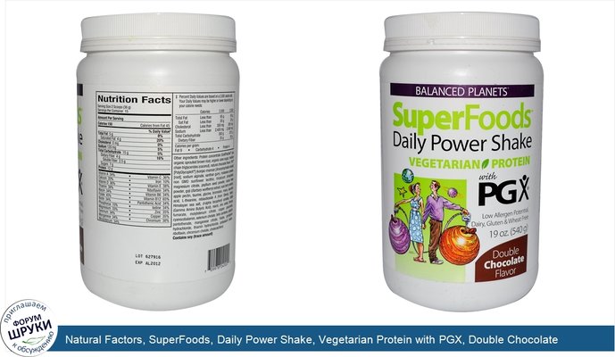 Natural Factors, SuperFoods, Daily Power Shake, Vegetarian Protein with PGX, Double Chocolate Flavor, 19 oz (540 g)