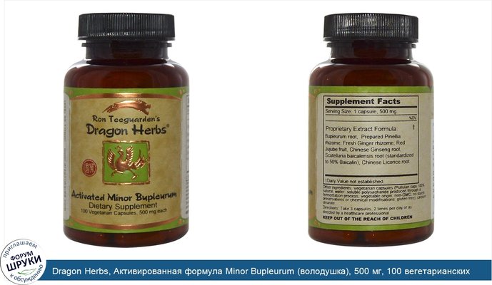 Dragon Herbs, Активированная формула Minor Bupleurum (володушка), 500 мг, 100 вегетарианских капсул