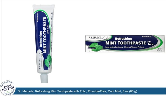 Dr. Mercola, Refreshing Mint Toothpaste with Tulsi, Fluoride-Free, Cool Mint, 3 oz (85 g)