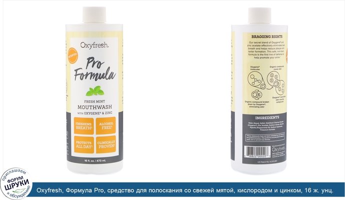 Oxyfresh, Формула Pro, средство для полоскания со свежей мятой, кислородом и цинком, 16 ж. унц. (473 мл)