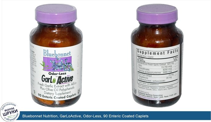 Bluebonnet Nutrition, GarLoActive, Odor-Less, 90 Enteric Coated Caplets