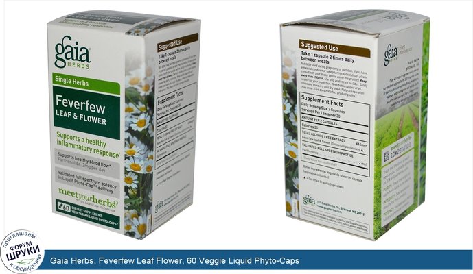 Gaia Herbs, Feverfew Leaf Flower, 60 Veggie Liquid Phyto-Caps