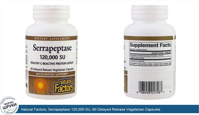 Natural Factors, Serrapeptase 120,000 SU, 60 Delayed Release Vegetarian Capsules