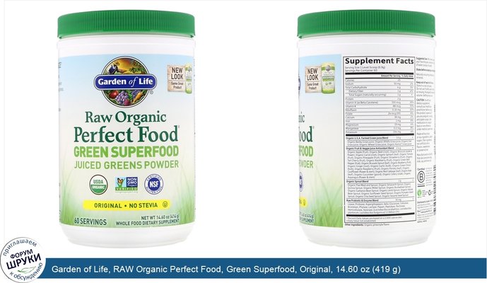 Garden of Life, RAW Organic Perfect Food, Green Superfood, Original, 14.60 oz (419 g)