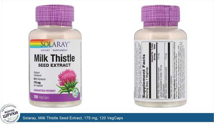 Solaray, Milk Thistle Seed Extract, 175 mg, 120 VegCaps