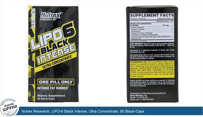 Nutrex Research, LIPO-6 Black Intense, Ultra Concentrate, 60 Black-Caps