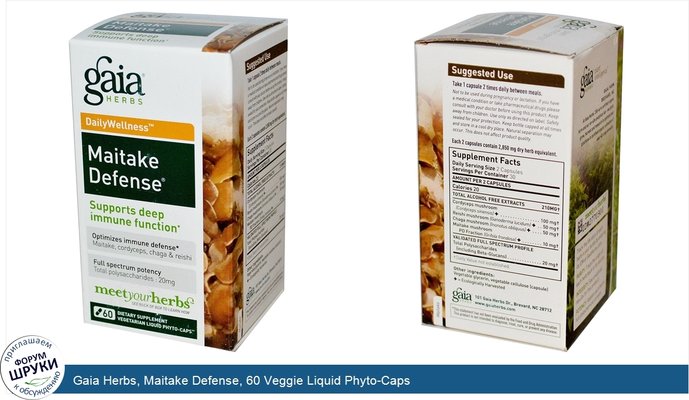 Gaia Herbs, Maitake Defense, 60 Veggie Liquid Phyto-Caps
