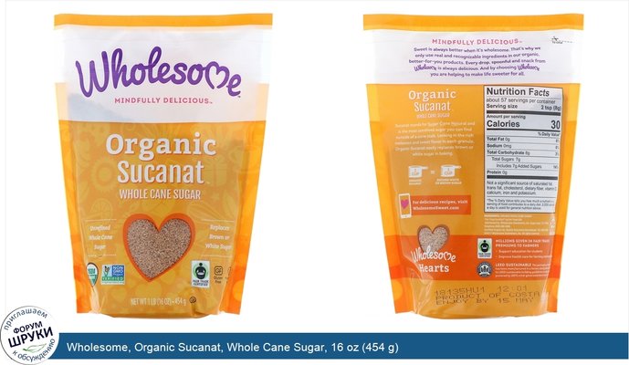 Wholesome, Organic Sucanat, Whole Cane Sugar, 16 oz (454 g)