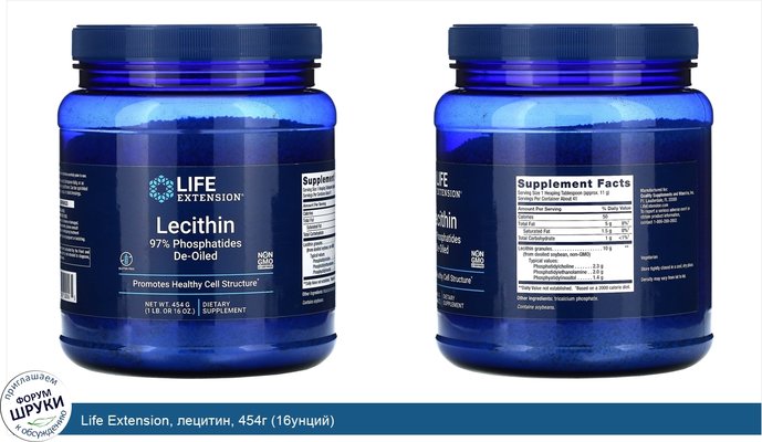 Life Extension, лецитин, 454г (16унций)