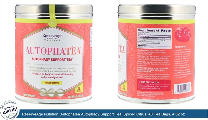 ReserveAge Nutrition, Autophatea Autophagy Support Tea, Spiced Citrus, 48 Tea Bags, 4.62 oz (131 g)