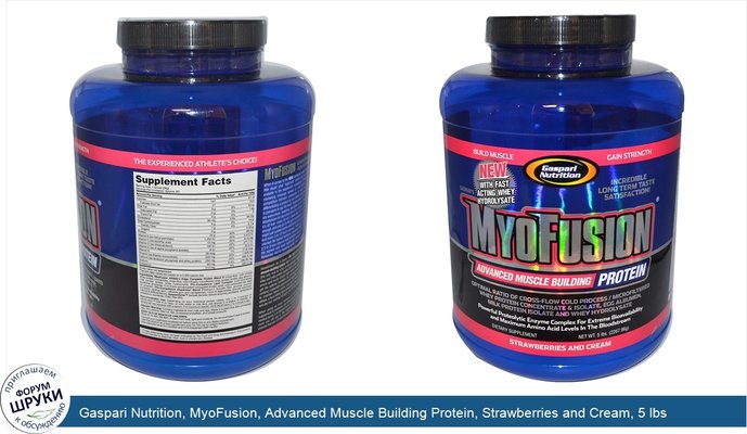 Gaspari Nutrition, MyoFusion, Advanced Muscle Building Protein, Strawberries and Cream, 5 lbs (2267.96 g)