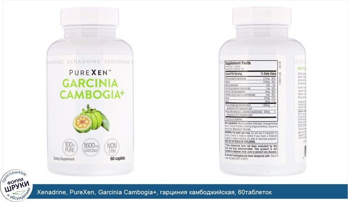 Xenadrine, PureXen, Garcinia Cambogia+, гарциния камбоджийская, 60таблеток