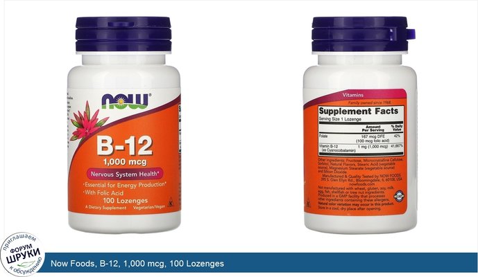 Now Foods, B-12, 1,000 mcg, 100 Lozenges