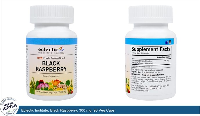 Eclectic Institute, Black Raspberry, 300 mg, 90 Veg Caps